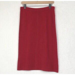 VTG Lambswool Angora Rabbit Knit Midi Sweater‎ Skirt Women's M Red Fuzzy Elastic